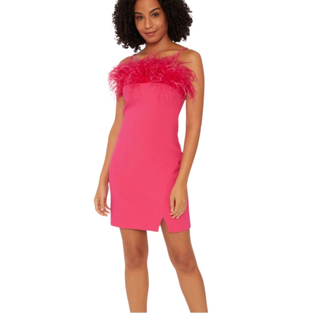 LIKELY Katy Feather Trim Homecoming Dress